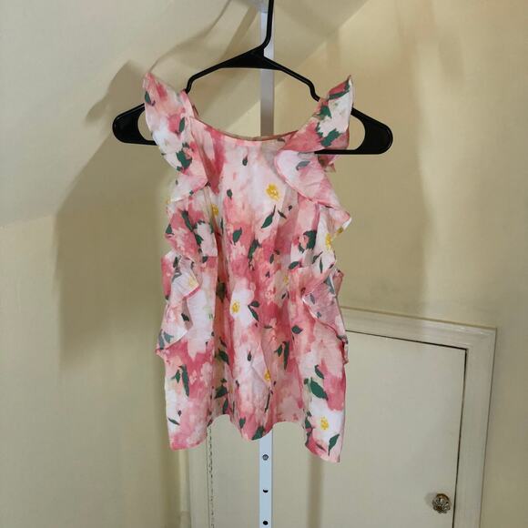 A New Day NWT Women's Pink Floral Ruffle Sleeveless Blouse Size S - Picture 1 of 7